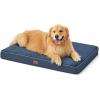 imageBedsure Memory Foam Dog Beds Large Sized Dog  Orthopedic Pet Beds for Crate with Removable Washable Cover and Nonskid Bottom Plush Flannel Fleece Top Pet Mat GreyNavy