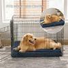imageBedsure Memory Foam Dog Beds Large Sized Dog  Orthopedic Pet Beds for Crate with Removable Washable Cover and Nonskid Bottom Plush Flannel Fleece Top Pet Mat GreyNavy