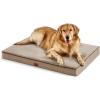 imageBedsure Memory Foam Dog Beds Large Sized Dog  Orthopedic Pet Beds for Crate with Removable Washable Cover and Nonskid Bottom Plush Flannel Fleece Top Pet Mat GreyKhaki