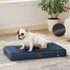 imageBedsure Memory Foam Dog Beds Large Sized Dog  Orthopedic Pet Beds for Crate with Removable Washable Cover and Nonskid Bottom Plush Flannel Fleece Top Pet Mat GreyNavy