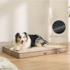 imageBedsure Memory Foam Dog Beds Large Sized Dog  Orthopedic Pet Beds for Crate with Removable Washable Cover and Nonskid Bottom Plush Flannel Fleece Top Pet Mat GreyKhaki