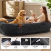 imageBedsure Memory Foam Human Dog Bed 72quotx48quotx12quot Calming Giant Human Dog Bed for Adults People Fits Pet Families with Storage Pocket Fluffy Faux Fur Orthopedic Dog Bean Bed PinkChiseled Stone