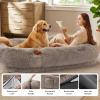 imageBedsure Memory Foam Human Dog Bed 72quotx48quotx12quot Calming Giant Human Dog Bed for Adults People Fits Pet Families with Storage Pocket Fluffy Faux Fur Orthopedic Dog Bean Bed PinkTaupe