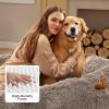 imageBedsure Memory Foam Human Dog Bed 72quotx48quotx12quot Calming Giant Human Dog Bed for Adults People Fits Pet Families with Storage Pocket Fluffy Faux Fur Orthopedic Dog Bean Bed PinkTaupe