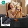 imageBedsure Memory Foam Human Dog Bed 72quotx48quotx12quot Calming Giant Human Dog Bed for Adults People Fits Pet Families with Storage Pocket Fluffy Faux Fur Orthopedic Dog Bean Bed PinkChiseled Stone