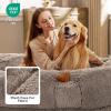 imageBedsure Memory Foam Human Dog Bed 72quotx48quotx12quot Calming Giant Human Dog Bed for Adults People Fits Pet Families with Storage Pocket Fluffy Faux Fur Orthopedic Dog Bean Bed PinkTaupe