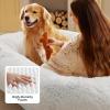 imageBedsure Memory Foam Human Dog Bed 72quotx48quotx12quot Calming Giant Human Dog Bed for Adults People Fits Pet Families with Storage Pocket Fluffy Faux Fur Orthopedic Dog Bean Bed PinkMisty Grey