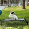 imageBedsure Outdoor Elevated Dog Bed Large Sized Dog Portable Indoor ampamp Outdoor Cooling Raised Cot Pet Hammock Bed with SkidResistant Feet Frame with Breathable Mesh Deep Sea Blue 49 inchesGrey