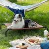 imageBedsure Outdoor Elevated Dog Bed Large Sized Dog Portable Indoor ampamp Outdoor Cooling Raised Cot Pet Hammock Bed with SkidResistant Feet Frame with Breathable Mesh Deep Sea Blue 49 inchesTerracotta