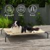imageBedsure Outdoor Elevated Dog Bed Large Sized Dog Portable Indoor ampamp Outdoor Cooling Raised Cot Pet Hammock Bed with SkidResistant Feet Frame with Breathable Mesh Deep Sea Blue 49 inchesKhaki