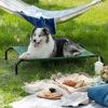 imageBedsure Outdoor Elevated Dog Bed Large Sized Dog Portable Indoor ampamp Outdoor Cooling Raised Cot Pet Hammock Bed with SkidResistant Feet Frame with Breathable Mesh Deep Sea Blue 49 inchesGreen