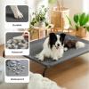 imageBedsure Outdoor Elevated Dog Bed Large Sized Dog Portable Indoor ampamp Outdoor Cooling Raised Cot Pet Hammock Bed with SkidResistant Feet Frame with Breathable Mesh Deep Sea Blue 49 inchesGrey