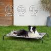 imageBedsure Outdoor Elevated Dog Bed Large Sized Dog Portable Indoor ampamp Outdoor Cooling Raised Cot Pet Hammock Bed with SkidResistant Feet Frame with Breathable Mesh Deep Sea Blue 49 inchesCheckered White