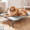 imageBedsure Outdoor Elevated Dog Bed Large Sized Dog Portable Indoor ampamp Outdoor Cooling Raised Cot Pet Hammock Bed with SkidResistant Feet Frame with Breathable Mesh Deep Sea Blue 49 inchesStriped Grey
