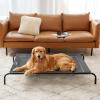 imageBedsure Outdoor Elevated Dog Bed Large Sized Dog Portable Indoor ampamp Outdoor Cooling Raised Cot Pet Hammock Bed with SkidResistant Feet Frame with Breathable Mesh Deep Sea Blue 49 inchesBlack