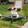 imageBedsure Outdoor Elevated Dog Bed Large Sized Dog Portable Indoor ampamp Outdoor Cooling Raised Cot Pet Hammock Bed with SkidResistant Feet Frame with Breathable Mesh Deep Sea Blue 49 inchesGrey