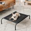 imageBedsure Outdoor Elevated Dog Bed Large Sized Dog Portable Indoor ampamp Outdoor Cooling Raised Cot Pet Hammock Bed with SkidResistant Feet Frame with Breathable Mesh Deep Sea Blue 49 inchesBlack