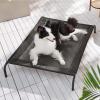 imageBedsure Outdoor Elevated Dog Bed Large Sized Dog Portable Indoor ampamp Outdoor Cooling Raised Cot Pet Hammock Bed with SkidResistant Feet Frame with Breathable Mesh Deep Sea Blue 49 inchesBlack