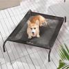 imageBedsure Outdoor Elevated Dog Bed Large Sized Dog Portable Indoor ampamp Outdoor Cooling Raised Cot Pet Hammock Bed with SkidResistant Feet Frame with Breathable Mesh Deep Sea Blue 49 inchesBlack