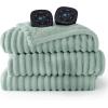 imageBedsure Plaid Heated Blanket Throw  Flannel Sherpa Electric Blanket with Plaid Pattern Heating with 6 Heating Levels 4 Time Settings 3Hour AutoOff Warm Gifts for Grandma Blue 50quotx60quot07  Emerald Green