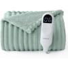 imageBedsure Plaid Heated Blanket Throw  Flannel Sherpa Electric Blanket with Plaid Pattern Heating with 6 Heating Levels 4 Time Settings 3Hour AutoOff Warm Gifts for Grandma Blue 50quotx60quot07  Emerald Green