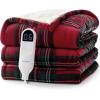 imageBedsure Plaid Heated Blanket Throw  Flannel Sherpa Electric Blanket with Plaid Pattern Heating with 6 Heating Levels 4 Time Settings 3Hour AutoOff Warm Gifts for Grandma Blue 50quotx60quot12  Red