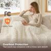 imageBedsure Plaid Heated Blanket Throw  Flannel Sherpa Electric Blanket with Plaid Pattern Heating with 6 Heating Levels 4 Time Settings 3Hour AutoOff Warm Gifts for Grandma Blue 50quotx60quot15  Coconut White