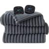 imageBedsure Plaid Heated Blanket Throw  Flannel Sherpa Electric Blanket with Plaid Pattern Heating with 6 Heating Levels 4 Time Settings 3Hour AutoOff Warm Gifts for Grandma Blue 50quotx60quot04  Grey