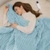 imageBedsure Plaid Heated Blanket Throw  Flannel Sherpa Electric Blanket with Plaid Pattern Heating with 6 Heating Levels 4 Time Settings 3Hour AutoOff Warm Gifts for Grandma Blue 50quotx60quot08  Light Blue