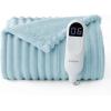 imageBedsure Plaid Heated Blanket Throw  Flannel Sherpa Electric Blanket with Plaid Pattern Heating with 6 Heating Levels 4 Time Settings 3Hour AutoOff Warm Gifts for Grandma Blue 50quotx60quot08  Light Blue