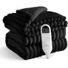 imageBedsure Plaid Heated Blanket Throw  Flannel Sherpa Electric Blanket with Plaid Pattern Heating with 6 Heating Levels 4 Time Settings 3Hour AutoOff Warm Gifts for Grandma Blue 50quotx60quot09  Black