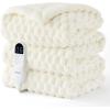 imageBedsure Plaid Heated Blanket Throw  Flannel Sherpa Electric Blanket with Plaid Pattern Heating with 6 Heating Levels 4 Time Settings 3Hour AutoOff Warm Gifts for Grandma Blue 50quotx60quot15  Coconut White