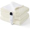 imageBedsure Plaid Heated Blanket Throw  Flannel Sherpa Electric Blanket with Plaid Pattern Heating with 6 Heating Levels 4 Time Settings 3Hour AutoOff Warm Gifts for Grandma Blue 50quotx60quot01  Coconut White