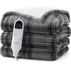 imageBedsure Plaid Heated Blanket Throw  Flannel Sherpa Electric Blanket with Plaid Pattern Heating with 6 Heating Levels 4 Time Settings 3Hour AutoOff Warm Gifts for Grandma Blue 50quotx60quot10  Grey