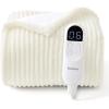 imageBedsure Plaid Heated Blanket Throw  Flannel Sherpa Electric Blanket with Plaid Pattern Heating with 6 Heating Levels 4 Time Settings 3Hour AutoOff Warm Gifts for Grandma Blue 50quotx60quot01  Coconut White