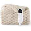 imageBedsure Plaid Heated Blanket Throw  Flannel Sherpa Electric Blanket with Plaid Pattern Heating with 6 Heating Levels 4 Time Settings 3Hour AutoOff Warm Gifts for Grandma Blue 50quotx60quot16 Light Brown