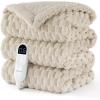 imageBedsure Plaid Heated Blanket Throw  Flannel Sherpa Electric Blanket with Plaid Pattern Heating with 6 Heating Levels 4 Time Settings 3Hour AutoOff Warm Gifts for Grandma Blue 50quotx60quot16 Light Brown