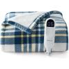 imageBedsure Plaid Heated Blanket Throw  Flannel Sherpa Electric Blanket with Plaid Pattern Heating with 6 Heating Levels 4 Time Settings 3Hour AutoOff Warm Gifts for Grandma Blue 50quotx60quot11  Blue