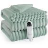 imageBedsure Plaid Heated Blanket Throw  Flannel Sherpa Electric Blanket with Plaid Pattern Heating with 6 Heating Levels 4 Time Settings 3Hour AutoOff Warm Gifts for Grandma Blue 50quotx60quot07  Emerald Green