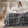 imageBedsure Plaid Heated Blanket Throw  Flannel Sherpa Electric Blanket with Plaid Pattern Heating with 6 Heating Levels 4 Time Settings 3Hour AutoOff Warm Gifts for Grandma Blue 50quotx60quot10  Grey