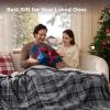 imageBedsure Plaid Heated Blanket Throw  Flannel Sherpa Electric Blanket with Plaid Pattern Heating with 6 Heating Levels 4 Time Settings 3Hour AutoOff Warm Gifts for Grandma Blue 50quotx60quot11  Blue