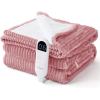 imageBedsure Plaid Heated Blanket Throw  Flannel Sherpa Electric Blanket with Plaid Pattern Heating with 6 Heating Levels 4 Time Settings 3Hour AutoOff Warm Gifts for Grandma Blue 50quotx60quot02  Bridal Rose