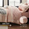 imageBedsure Queen Comforter Set 7 Pieces Grey Striped Bedding Set for All Seasons Reversible Cationic Dyeing Bed in a Bag with Comforter Sheets Pillowcases ampamp Shams16  Dusty Pink