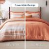 imageBedsure Queen Comforter Set 7 Pieces Grey Striped Bedding Set for All Seasons Reversible Cationic Dyeing Bed in a Bag with Comforter Sheets Pillowcases ampamp Shams12  Burnt Orange