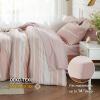 imageBedsure Queen Comforter Set 7 Pieces Grey Striped Bedding Set for All Seasons Reversible Cationic Dyeing Bed in a Bag with Comforter Sheets Pillowcases ampamp Shams15  Light Pink