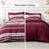 imageBedsure Queen Comforter Set 7 Pieces Grey Striped Bedding Set for All Seasons Reversible Cationic Dyeing Bed in a Bag with Comforter Sheets Pillowcases ampamp Shams10  Burgundy