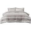 imageBedsure Queen Comforter Set 7 Pieces Grey Striped Bedding Set for All Seasons Reversible Cationic Dyeing Bed in a Bag with Comforter Sheets Pillowcases ampamp Shams14  Taupe