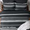 imageBedsure Queen Comforter Set 7 Pieces Grey Striped Bedding Set for All Seasons Reversible Cationic Dyeing Bed in a Bag with Comforter Sheets Pillowcases ampamp Shams07  Black