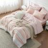 imageBedsure Queen Comforter Set 7 Pieces Grey Striped Bedding Set for All Seasons Reversible Cationic Dyeing Bed in a Bag with Comforter Sheets Pillowcases ampamp Shams15  Light Pink