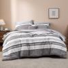 imageBedsure Queen Comforter Set 7 Pieces Grey Striped Bedding Set for All Seasons Reversible Cationic Dyeing Bed in a Bag with Comforter Sheets Pillowcases ampamp Shams20  Frost Grey